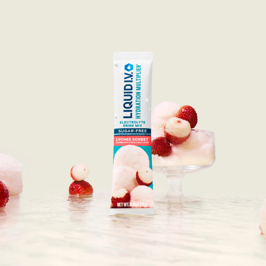 Liquid I.V. Sugar-Free Hydration Multiplier - Lychee Sorbet - Hydration Powder Packets | Electrolyte Powder Drink Mix | Convenient Single-Serving Sticks | 8 Vitamins & Nutrients | 1 Pack (14 Servings)​